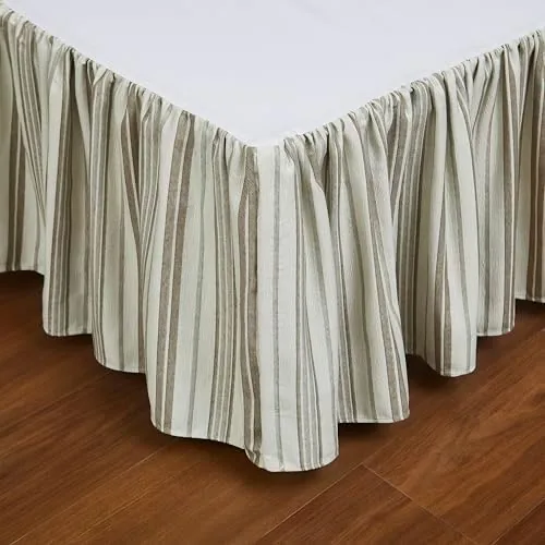 austin horn classics cosmopolitan toile bedskirt in taupe queen gathered stripe jacquard pattern 60x80x17 drop