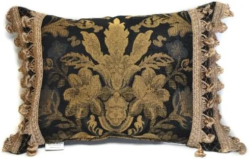 austin horn classics lismore fancy boudoir pillow decorative throw pillow for your home living room and bed polyester made set of 1 blackgold 18x18